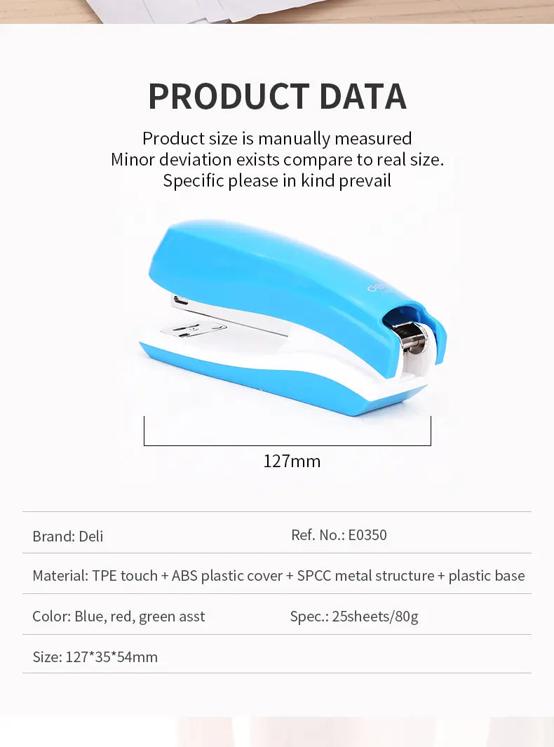 Grapadora Deli Plastico 25 Hojas Surtido