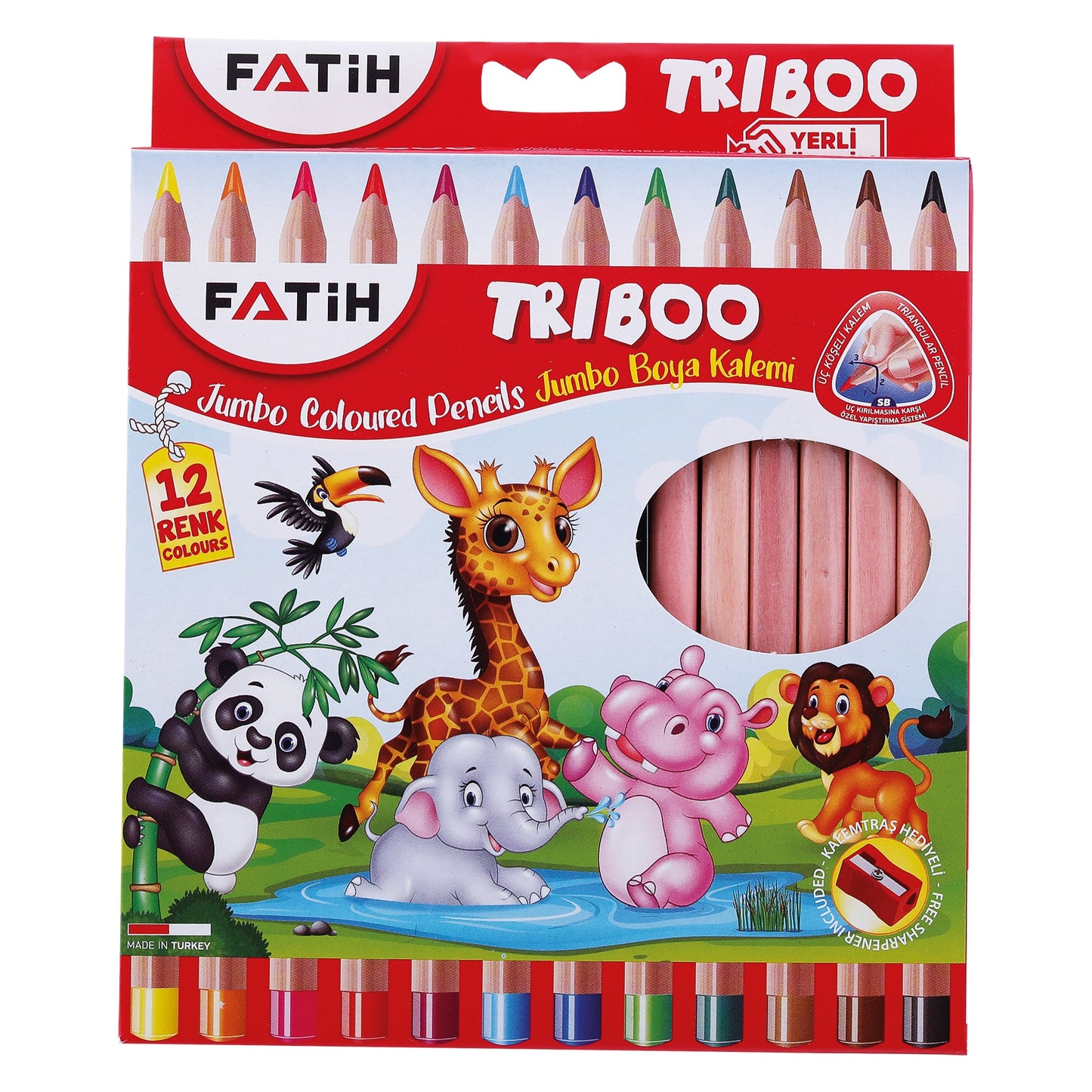 Lápices de colores jumbo Fatih Triboo 12 colores