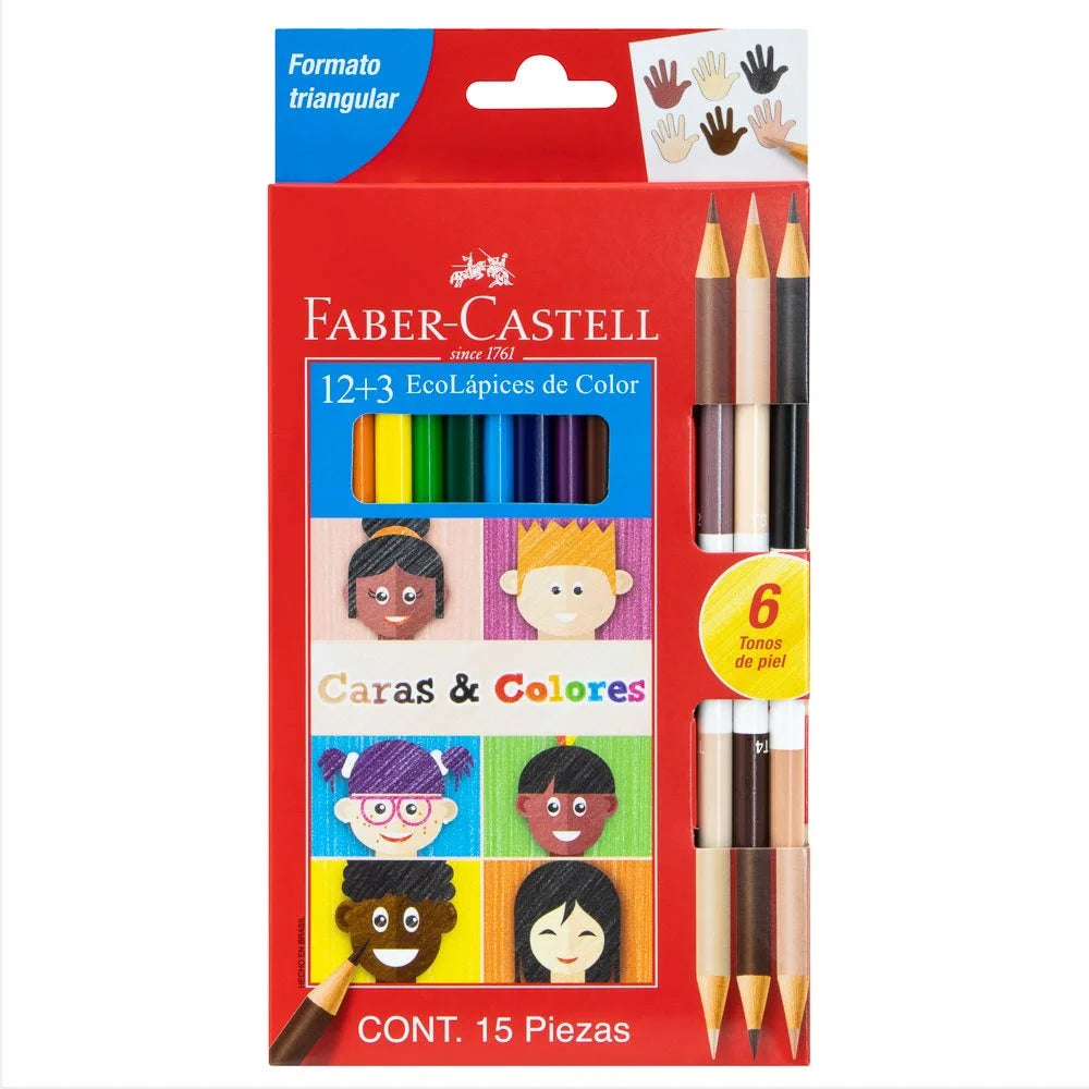 CRAYON DE MADERA FABER CASTELL 120112 12 COL+3 BI (6X12)