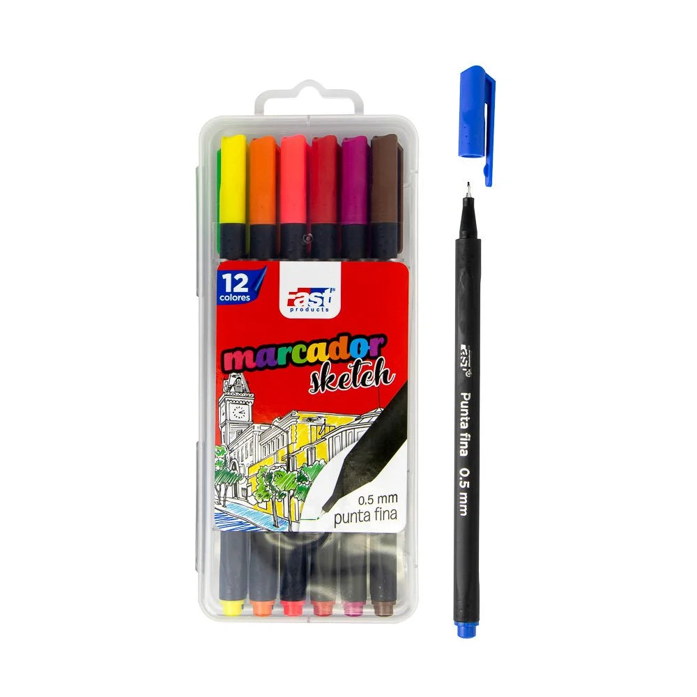 MARCADORES EN ESTUCHE FAST FINELINER 12C (12X12)