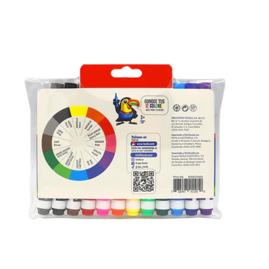 MARCADORES EN ESTUCHE FACELA JUMBO 12 COLORES