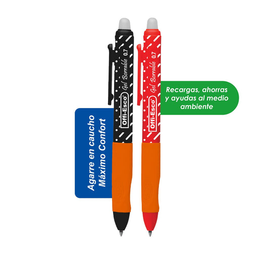 Bolígrafo gel borrable retráctil 0.7 m OE-026 NEGRO
