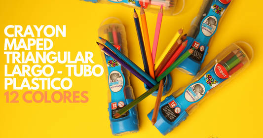 Crayón de Madera Color Peps Triangular Resistant Largo 12 Colores Tubo Plastico