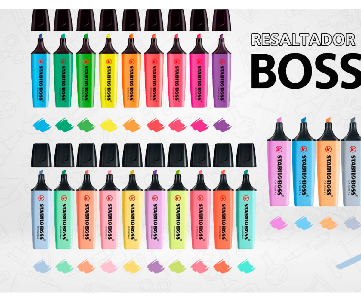 Stabilo estuche de marcadores resaltadores Boss de 23 colores neon y pastel