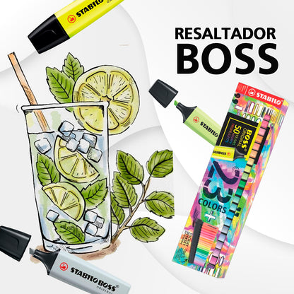 Stabilo estuche de marcadores resaltadores Boss de 23 colores neon y pastel