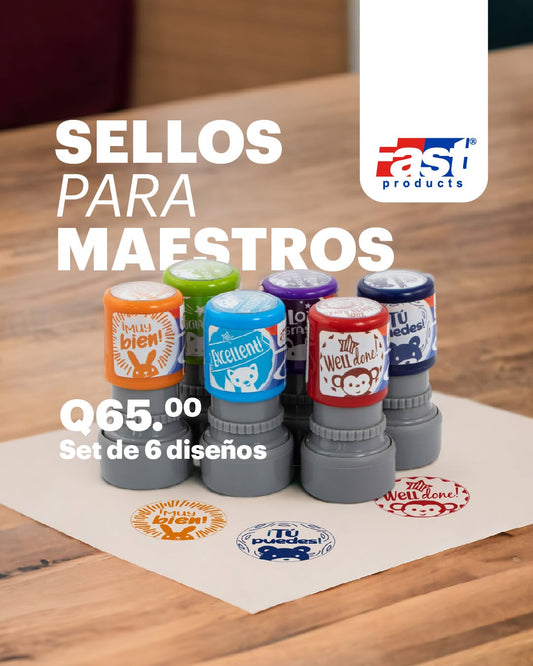 SELLO FAST ESCOLAR SET CON 6 DISEÑOS (2X30)