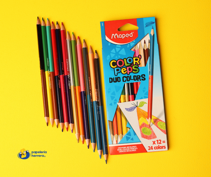 CRAYON MAPED COLOR PEPS DUO COLORS X12=24 COLORES