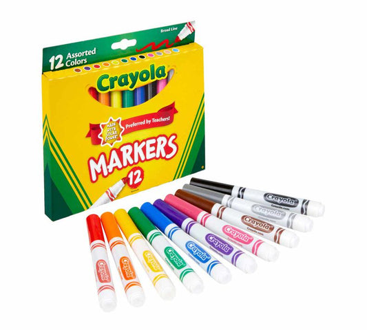 Marcadores lavables ultralimpios, línea fina, colores clásicos, 12 unidades