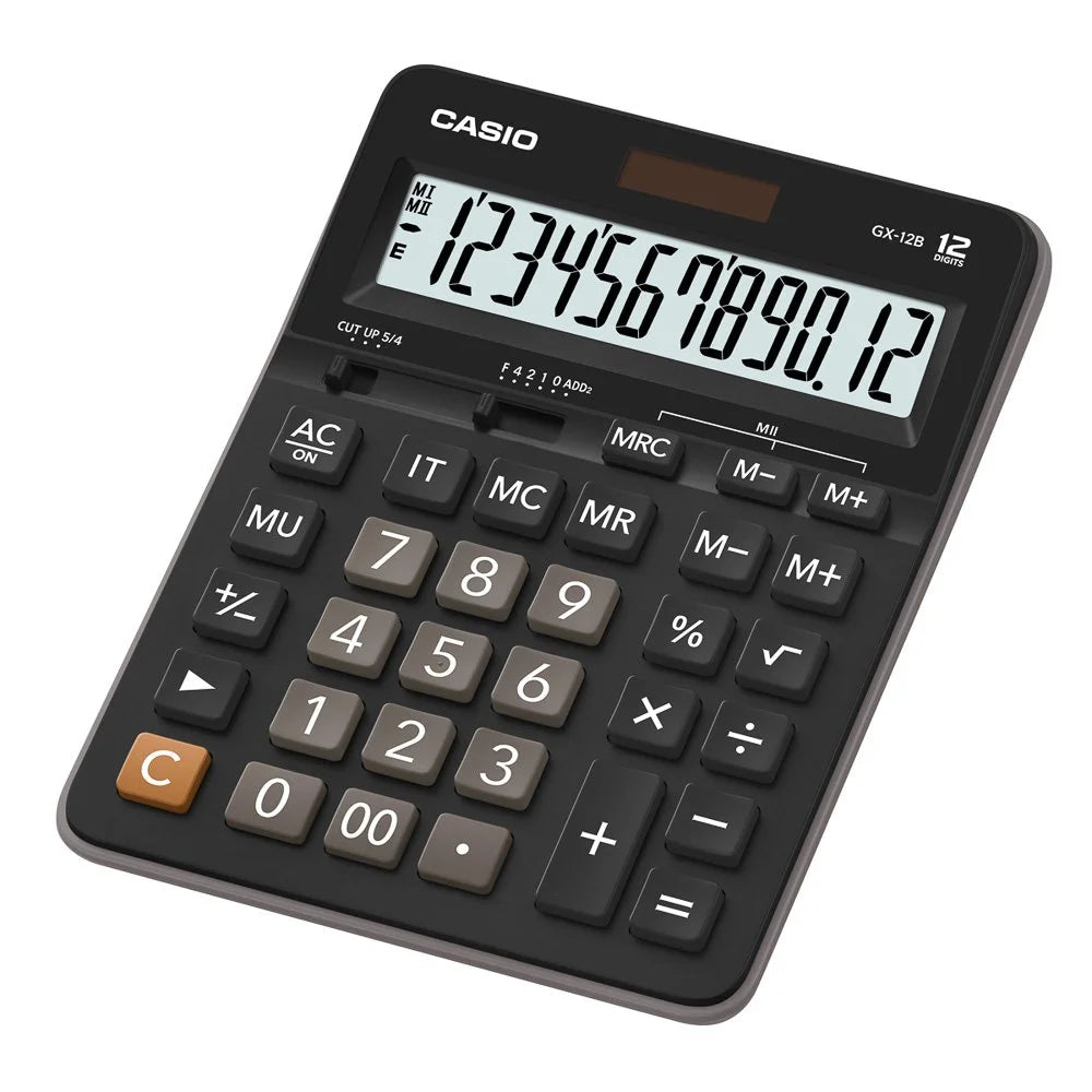 CALCULADORA DE ESCRITORIO CASIO GX-12B-BK-W-DC 12D