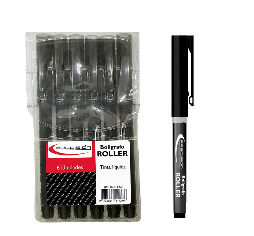 BOLIGRAFO PRESICION ROLLER NEGRO 6 UNID