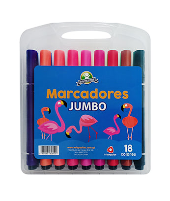 MARCADORES EN ESTUCHE MIS PASITOS TRIANGULAR JUMBO 18 COL.