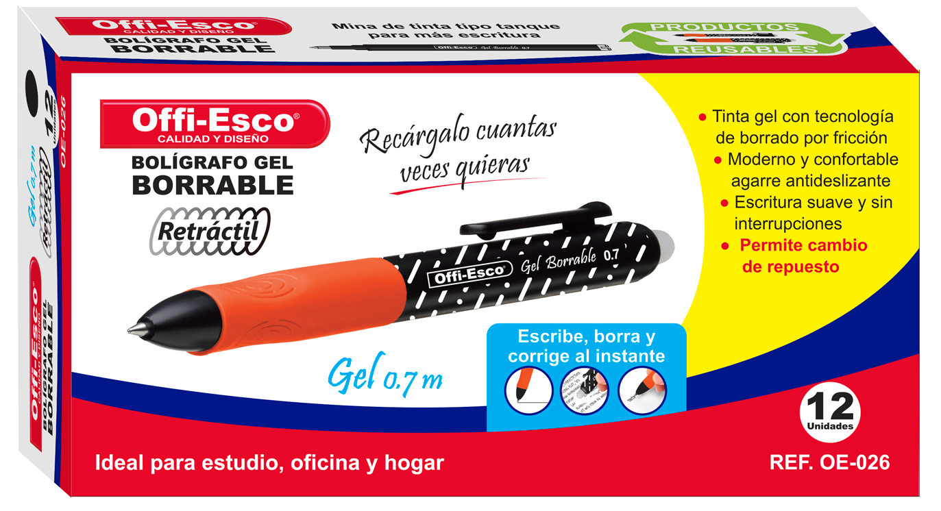 BOLIGRAFO OE-026 RT BORRABLE UNID ROJO