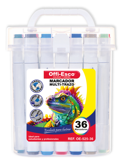 Marcador permanente multi-trazo x 36 Unds OE-525-36