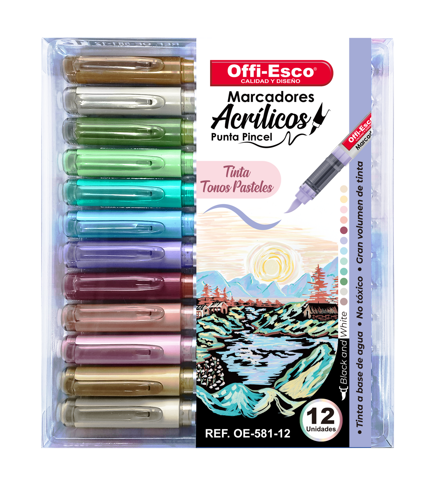 Marcadores Acrílicos Punta Pincel OE-581-12