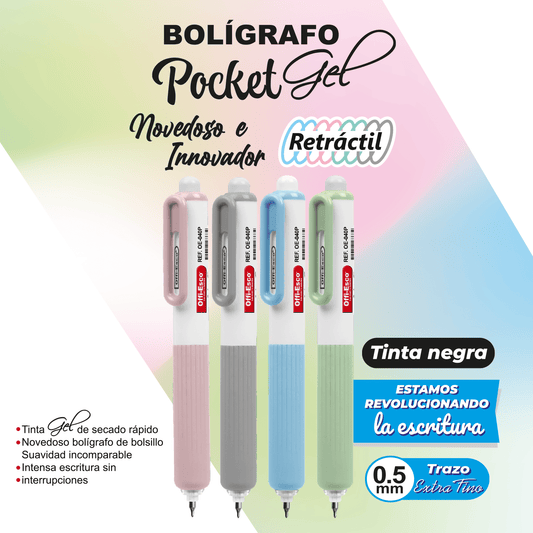 Bolígrafo OE-040P Gel 0.5MM Pocket 4 colores
