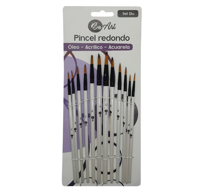 PINCEL BE ART NYLON REDONDO 12 UNIDADES