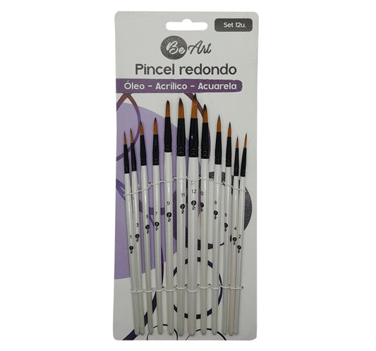 PINCEL BE ART NYLON REDONDO 12 UNIDADES