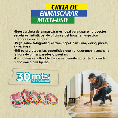 Cinta de enmascarar (maskin tape) 36 mm x 30 mts