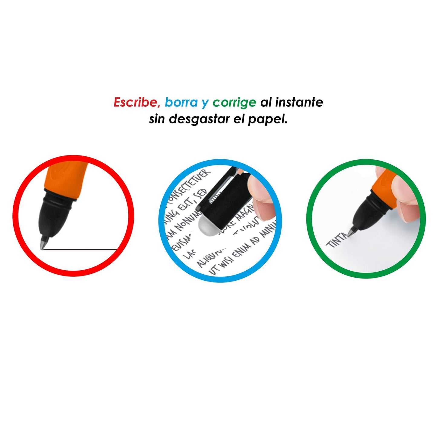 Bolígrafo gel borrable retráctil 0.7 m OE-026 AZUL