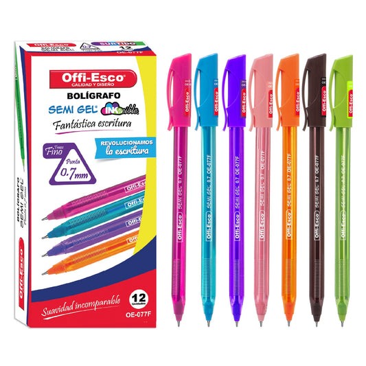 Bolígrafo semi gel 0.7 m OE-077F SURTIDO DOCENA