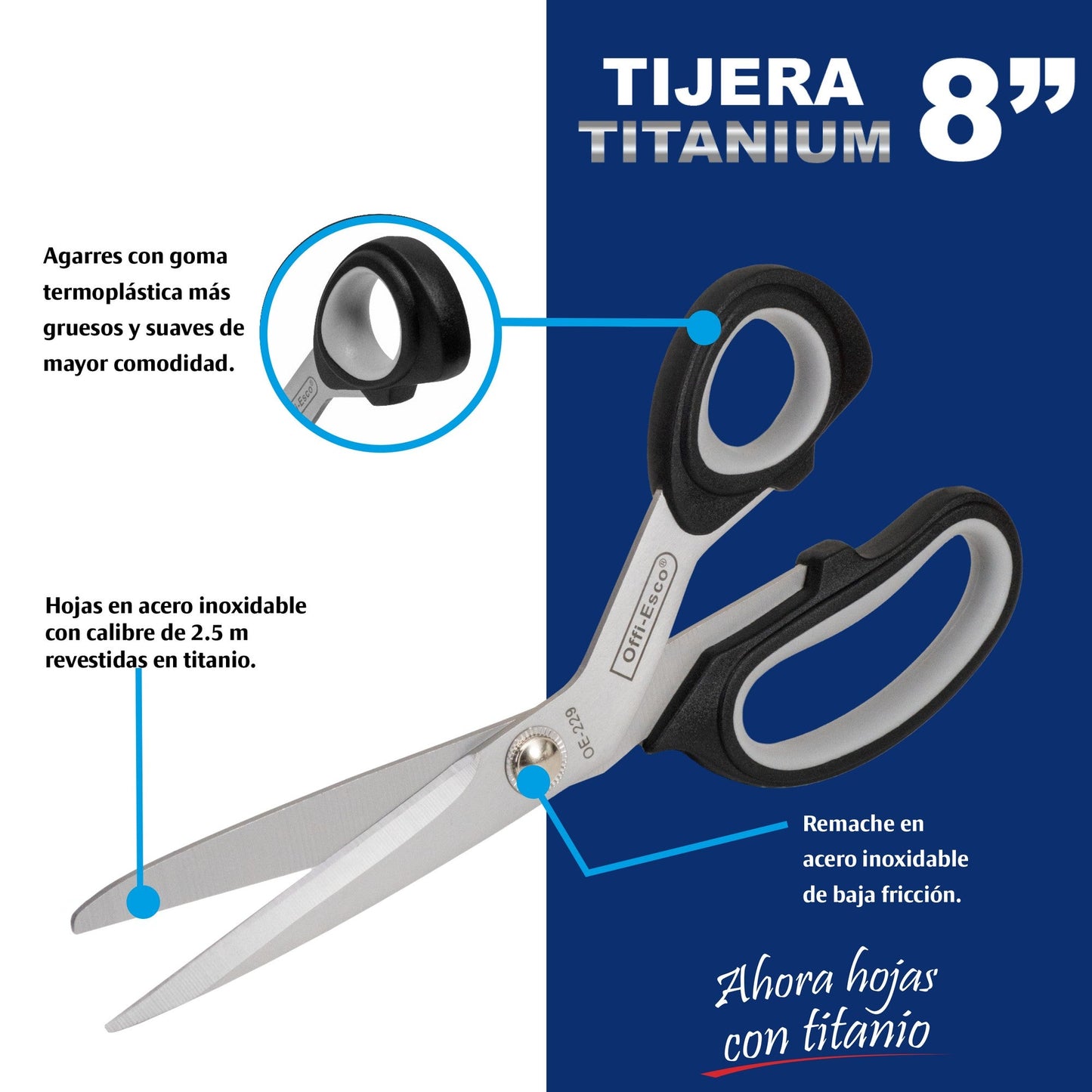TIJERA DE OFICINA 8.0" TITANIUM P100 OE-229