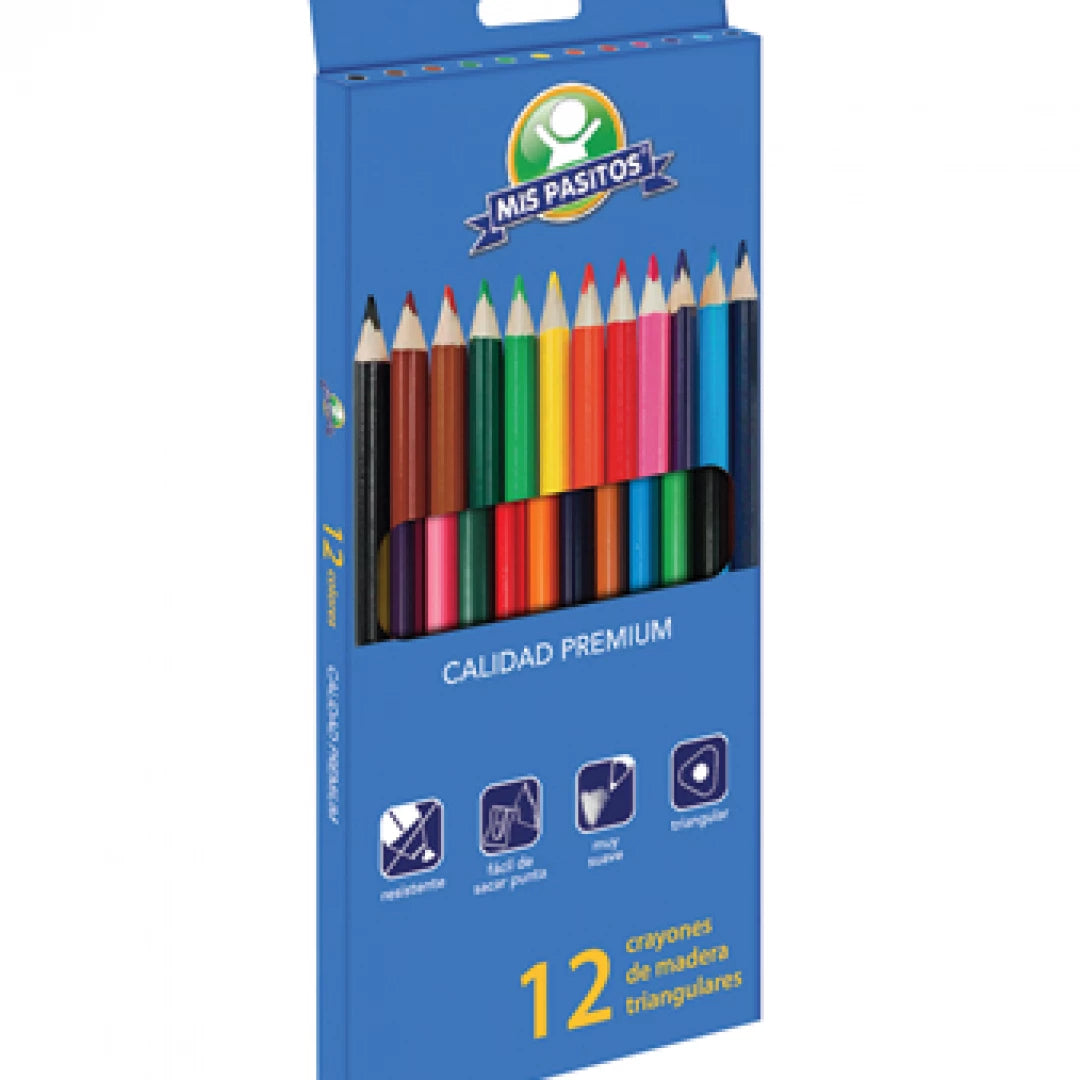 CRAYON MIS PASITOS TRIANGULAR LARGO 12 COLORES