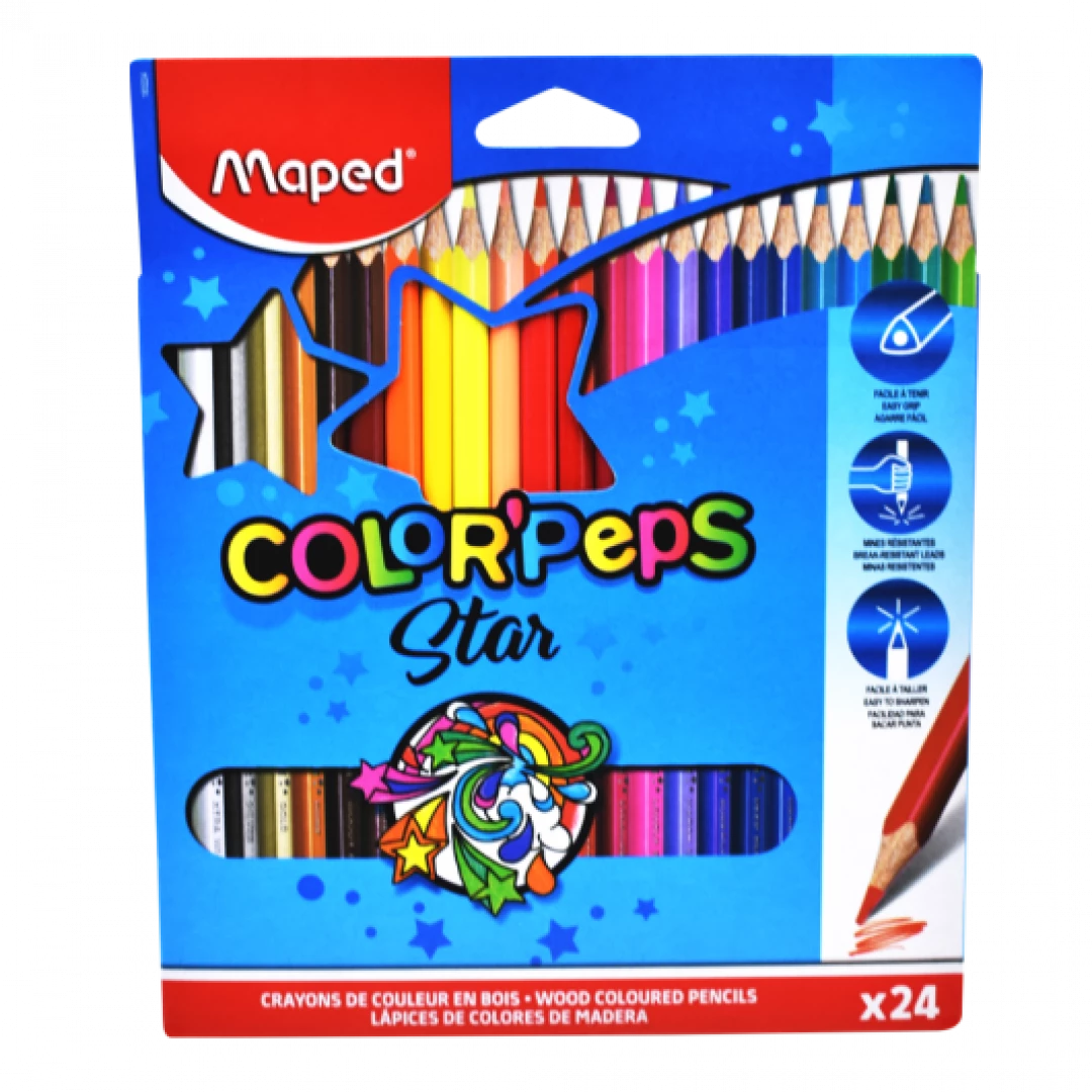 CRAYON MAPED COLOR PEPS TRIANGULAR LARGO 24 COLORES