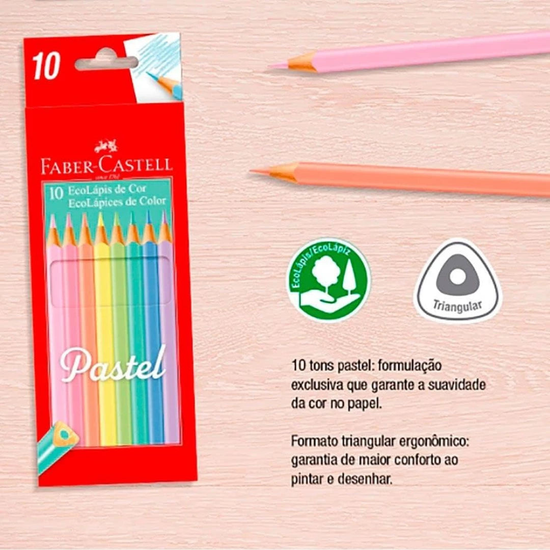 CRAYON FABER CASTELL 120510P 10 COLORES PASTEL LARGO TRIANGULAR