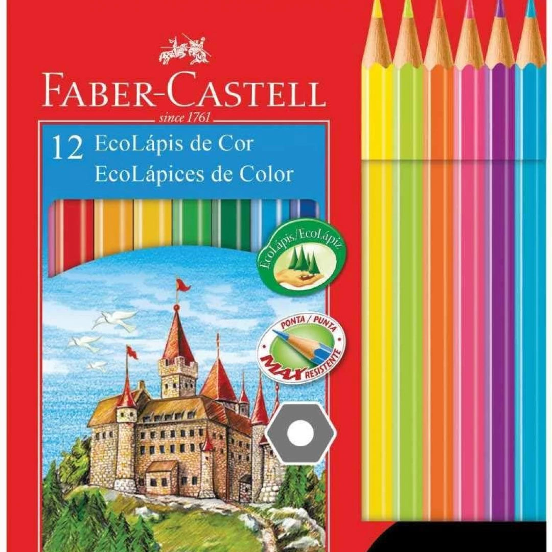 CRAYON FABER CASTELL 12 COLORES LARGO HEX + 6 NEON