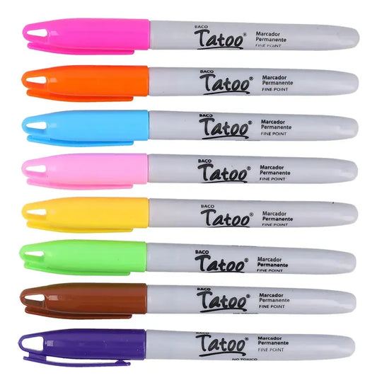 Marcador Permanente Delgado Fashion Blíster con 8 Piezas Tatoo